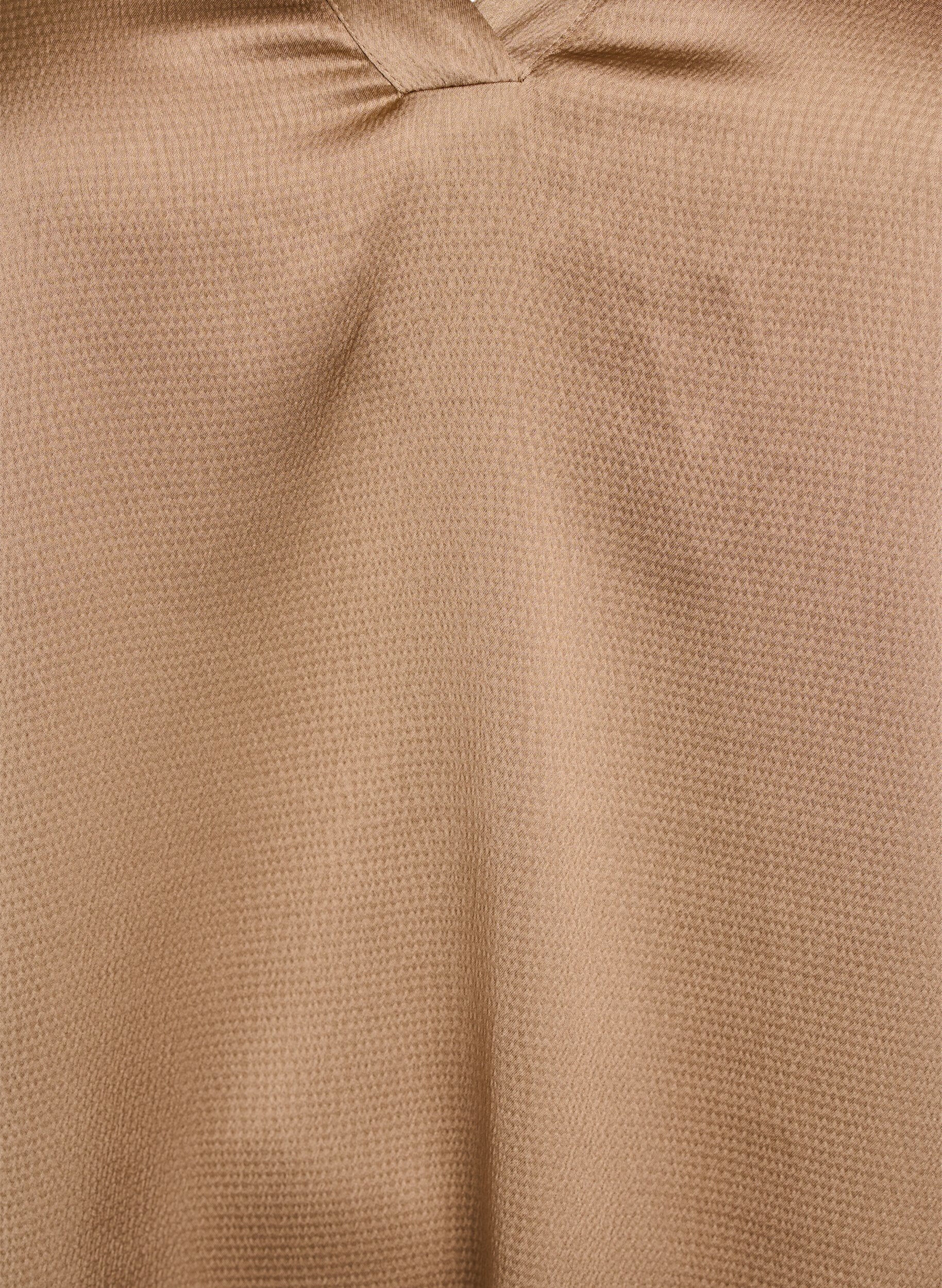 ZizzifashionSatin-look blouse with 1/2 sleeves and a ruffle collar, Brown, Packshot image number 2