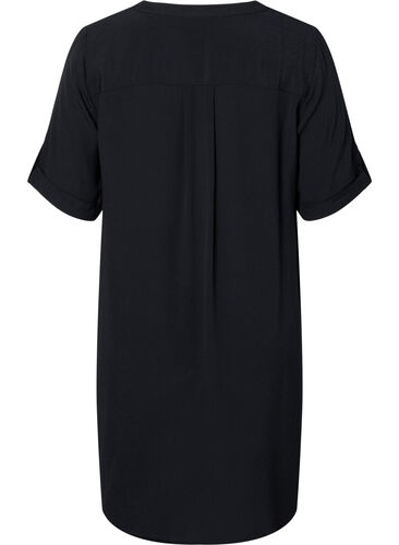 Short-sleeved viscose tunic, Black, Packshot image number 1