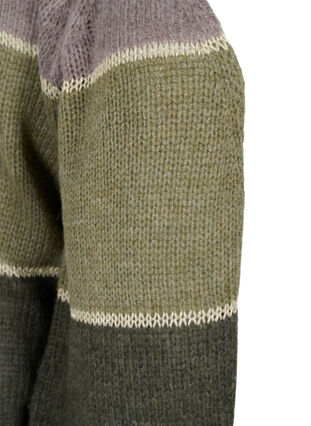 Knit cardigan with stripes and balloon sleeves, Forest Night Me Comb, Packshot image number 2