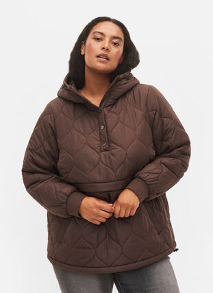 Quilted thermal anorak with a hood, Black Coffee, Model image number 0