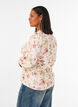 Floral blouse in linen and viscose with long sleeves, Vanilla, Model image number 2