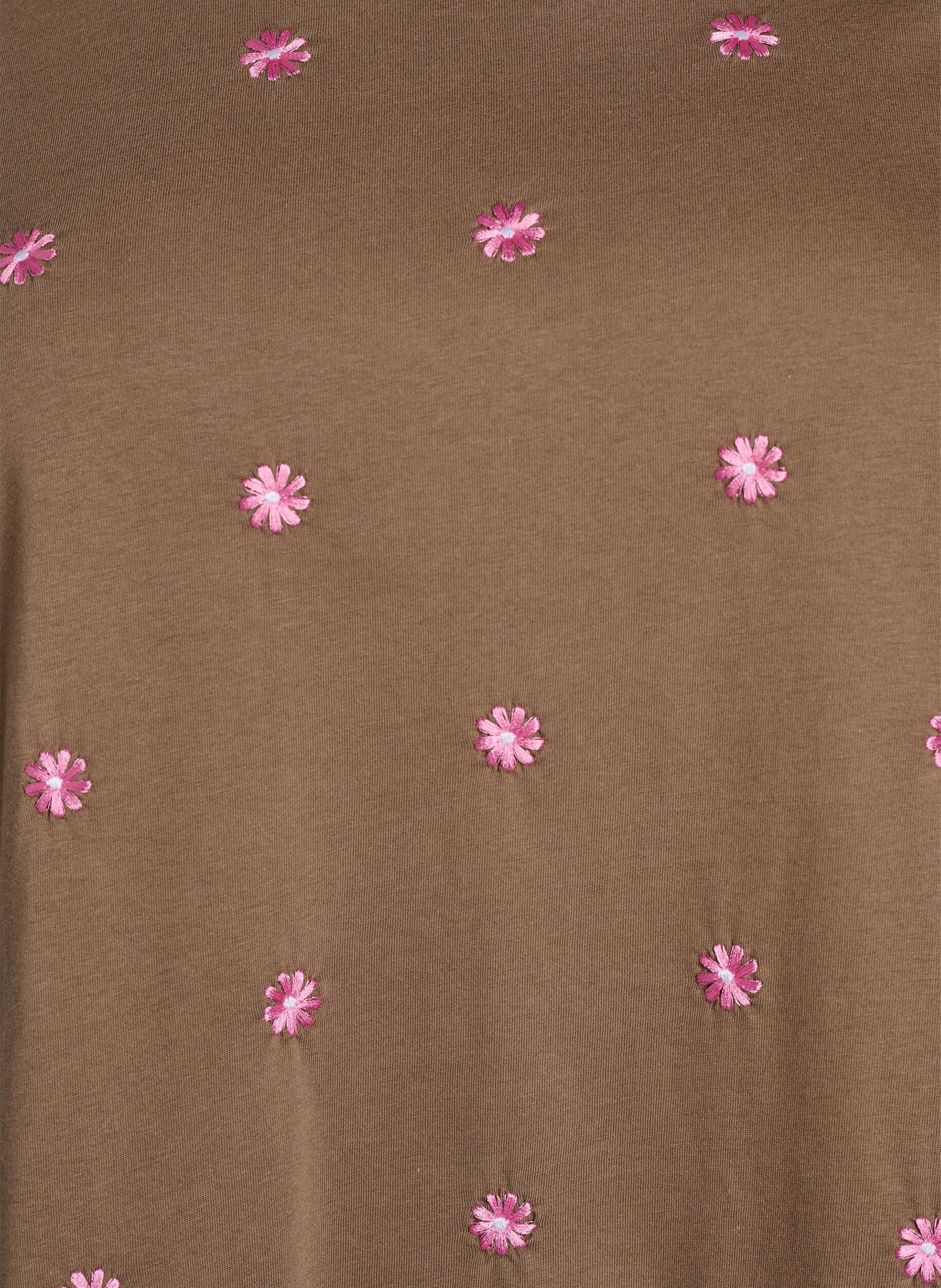 ZizzifashionT-shirt in organic cotton with embroidered motifs, Brown, Packshot image number 2