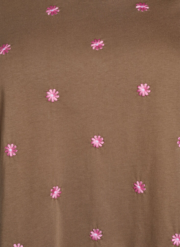 T-shirt in organic cotton with embroidered motifs, Brown, Packshot image number 2