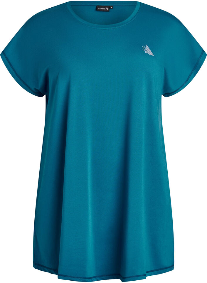Long workout T-shirt, Petrol, Packshot image number 0