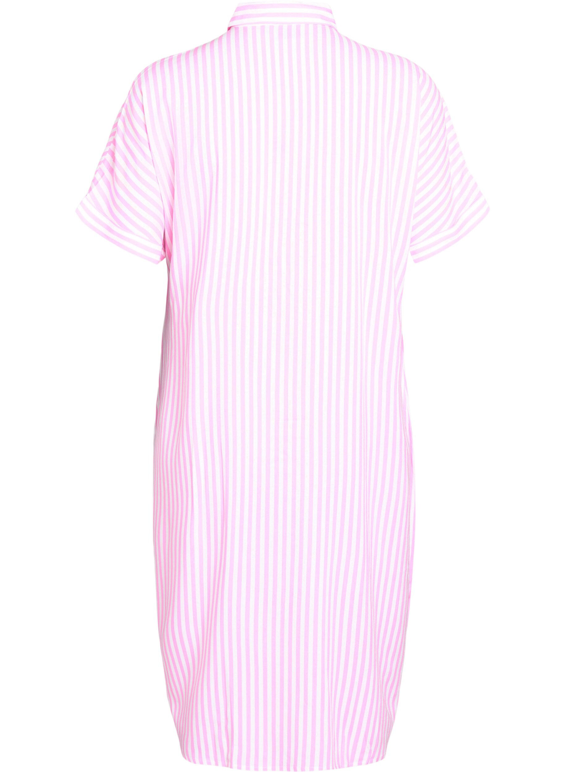 Zizzifashion FLASH - Long shirt dress with short sleeves, Pink, Packshot image number 1