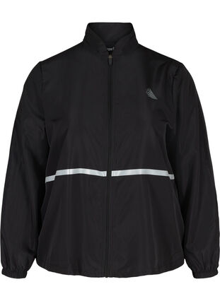 Sporty reflective jacket with zip, Black, Packshot image number 0