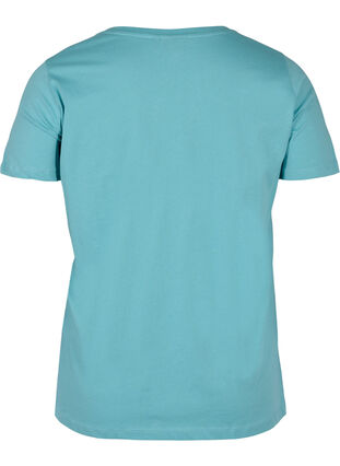 Cotton t-shirt with a v-neck, Aqua Sea Good F., Packshot image number 1