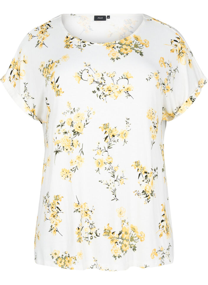 T-shirt with floral print, Yellow, Packshot image number 0