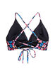 Floral bikini top with tie back, Red, Packshot image number 1