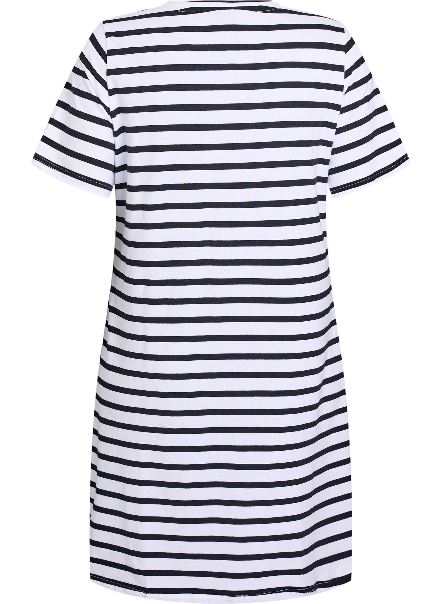 Zizzifashion Striped jersey dress with short sleeves, Black, Packshot image number 1