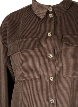 Long sleeve velvet shirt with chest pockets, Java, Packshot image number 2