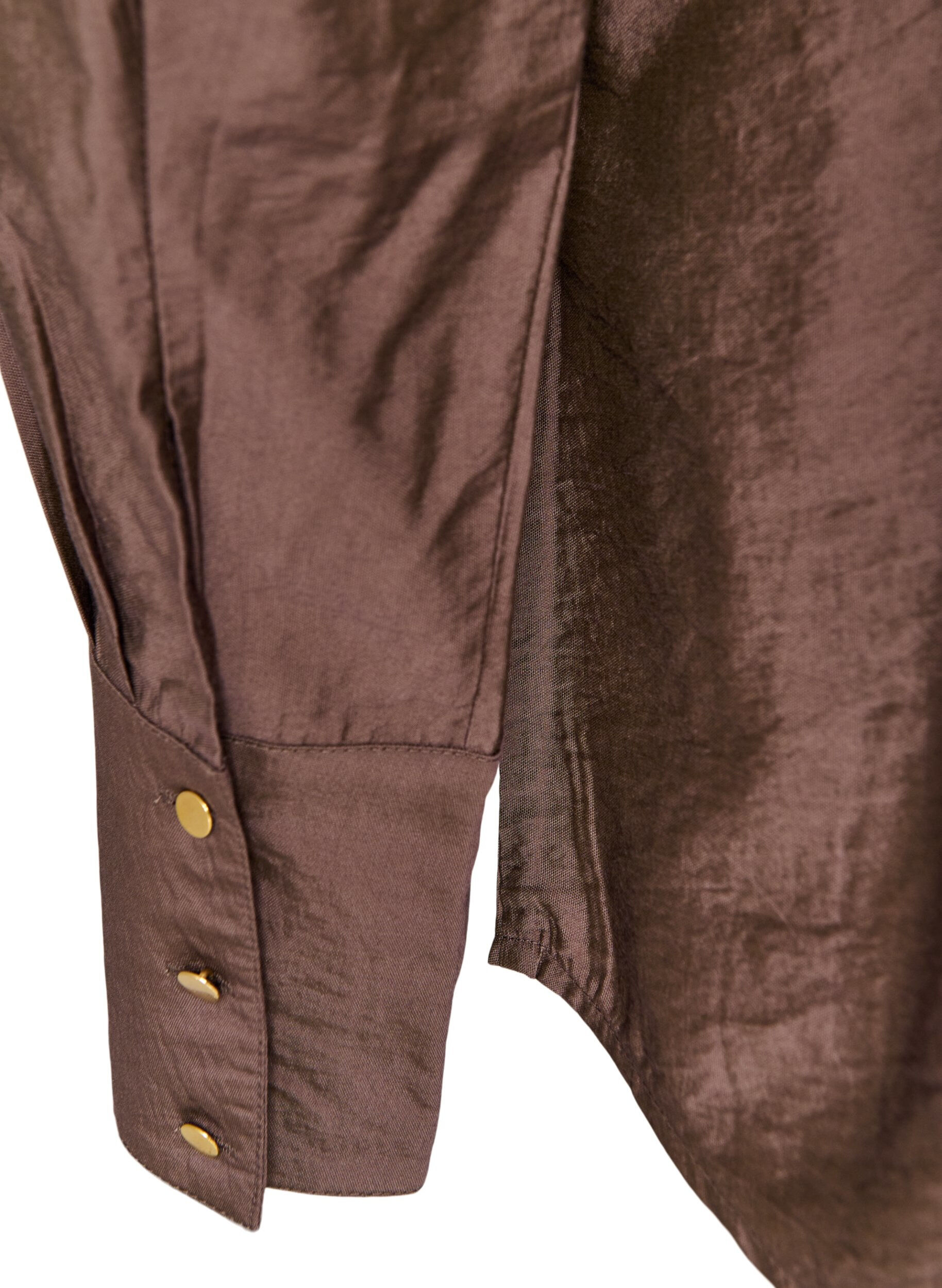 ZizzifashionViscose shirt with golden buttons, Brown, Packshot image number 3