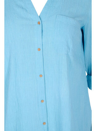 Blouse with 3/4-length sleeves and buttons, Alaskan Blue, Packshot image number 2