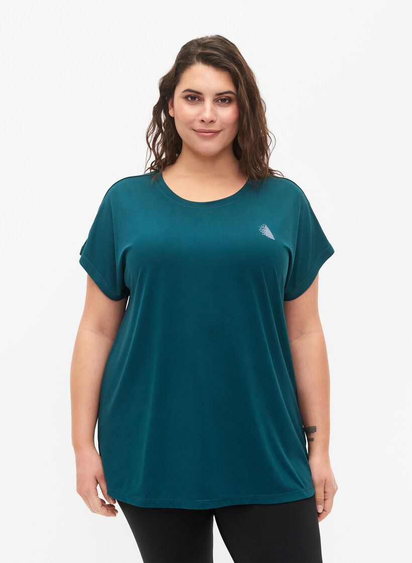 Short sleeved workout t-shirt, Deep Teal, Model image number 0