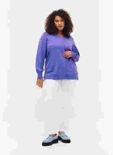 Ribbed cardigan with button closure, Purple Opulence, Model image number 3