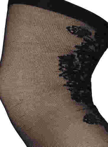 	 Hold-up stockings in 30 denier with lace, Black, Packshot image number 1