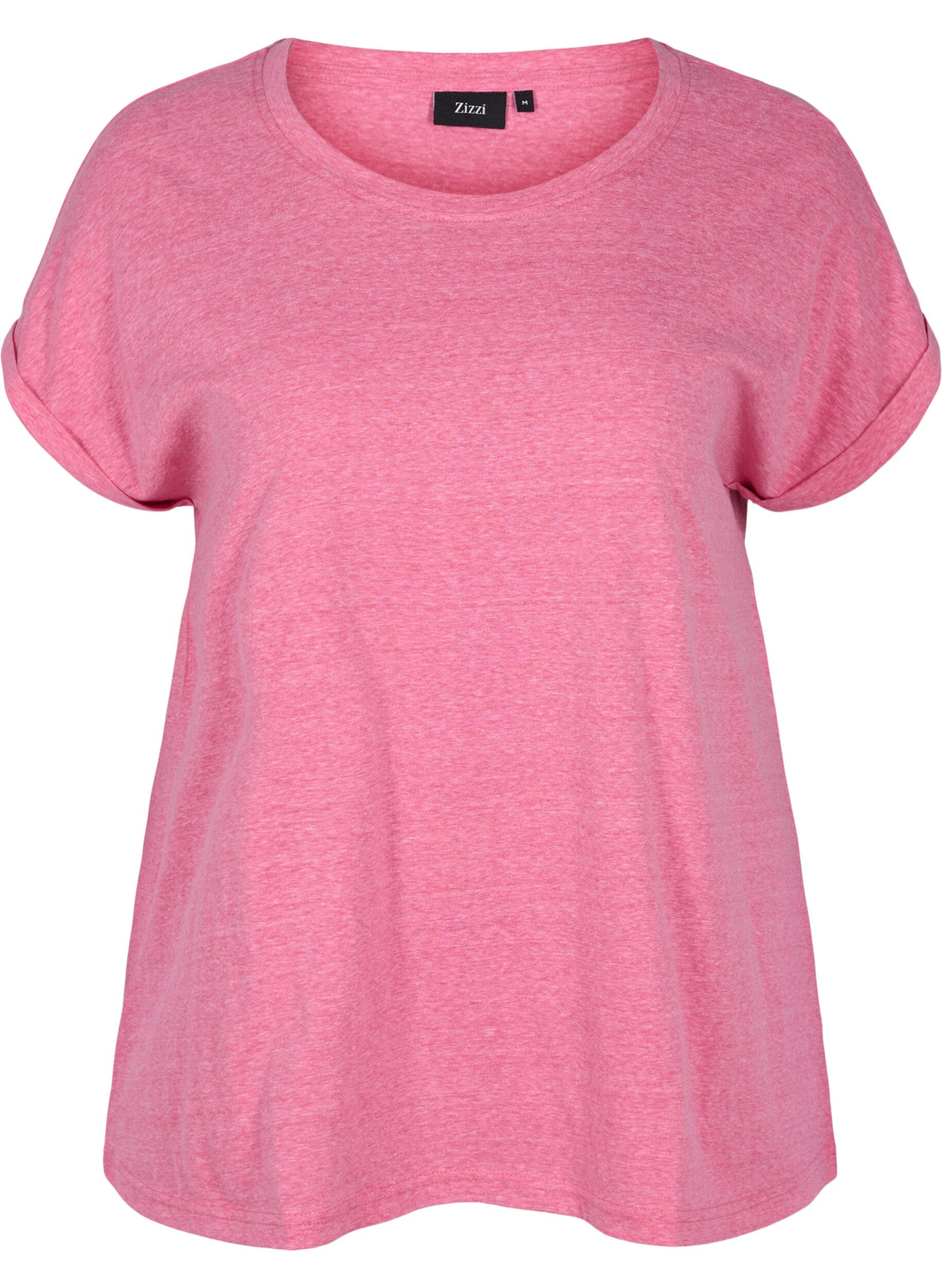 Zizzifashion Marled cotton t-shirt, Fandango Pink M&eacute;l, Packshot image number 0