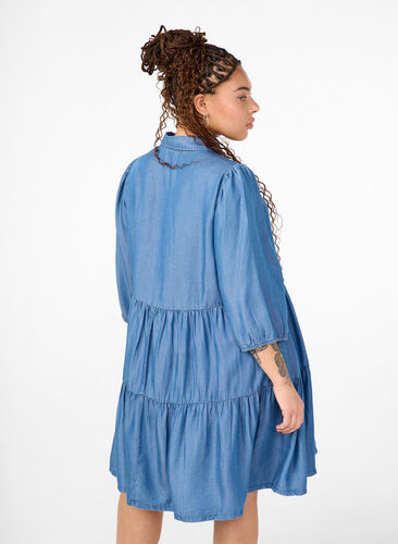mama lyocell denim dress Oui JEANSKLEID - Denim dress - darkblue denim/dark-blue denim