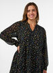 Dress with all-over print and a ruffle layer, Black, Model image number 2
