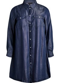 Lyocell dress with a denim look and embroidered flowers - Light Blue - Sz. 40-64 - Zizzifashion Lyocell dress with a denim look and embroidered flowers - Light Blue - Sz. 40-64 - Zizzifashion