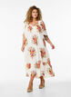 Long dress with a square neckline and floral motifs, Eggnog Flower, Model image number 0