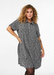 Short dress in textured jersey with a graphic check, Vanilla, Model image number 0