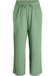 High-waisted cotton muslin trousers with loose legs, Green, Packshot image number 0