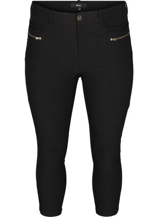 Close-fitting 3/4 trousers with zips, Black, Packshot image number 0