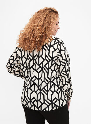 FLASH - Long sleeve blouse with print, Birch Black Graphic, Model image number 1