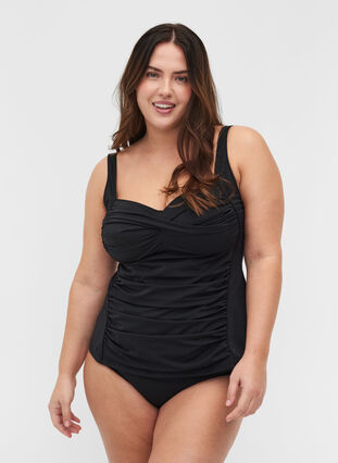 Tankini with a drape front, Black, Model image number 0