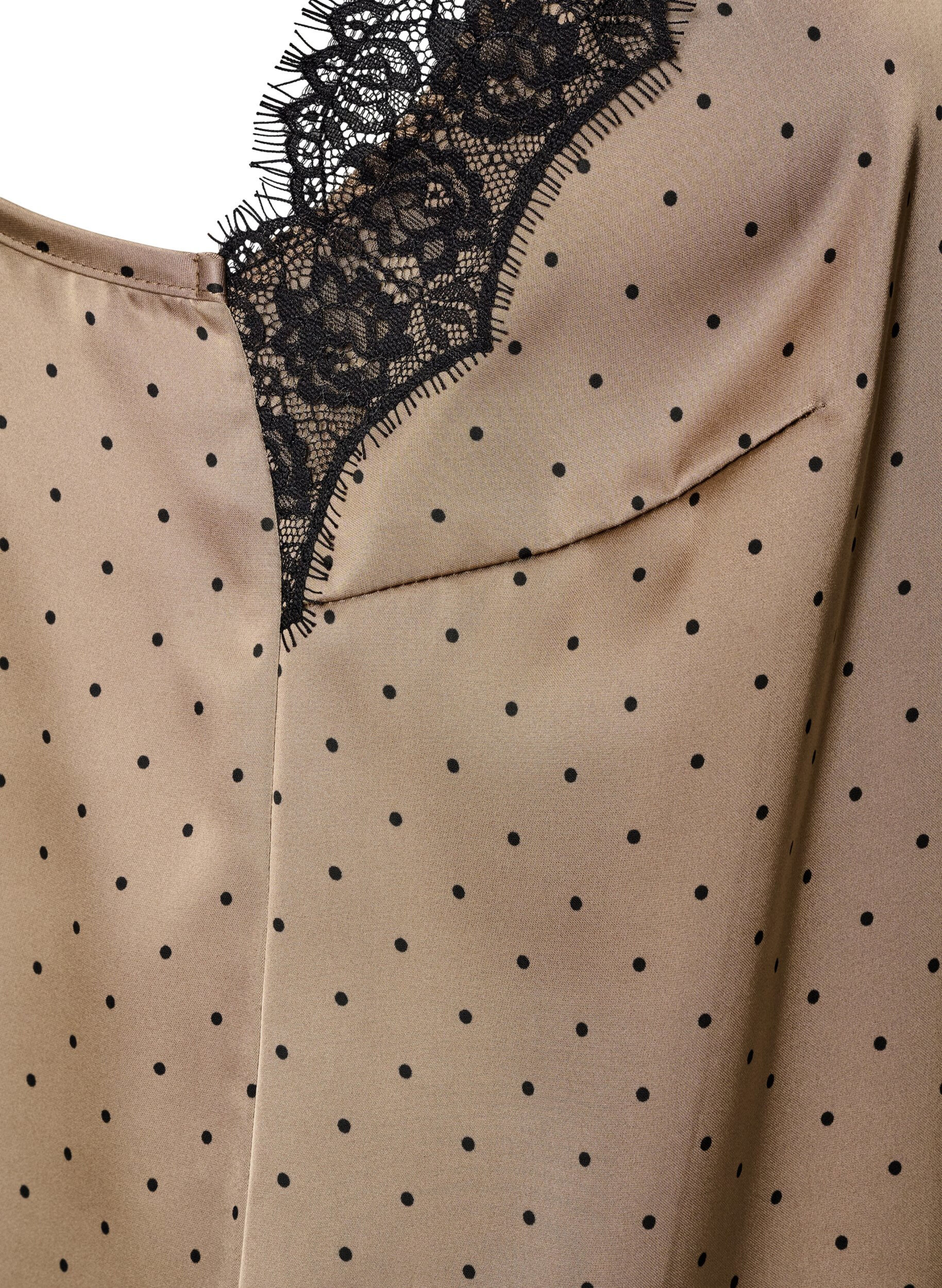 ZizzifashionStrappy top with lace and an asymmetrical hem, Beige, Packshot image number 3