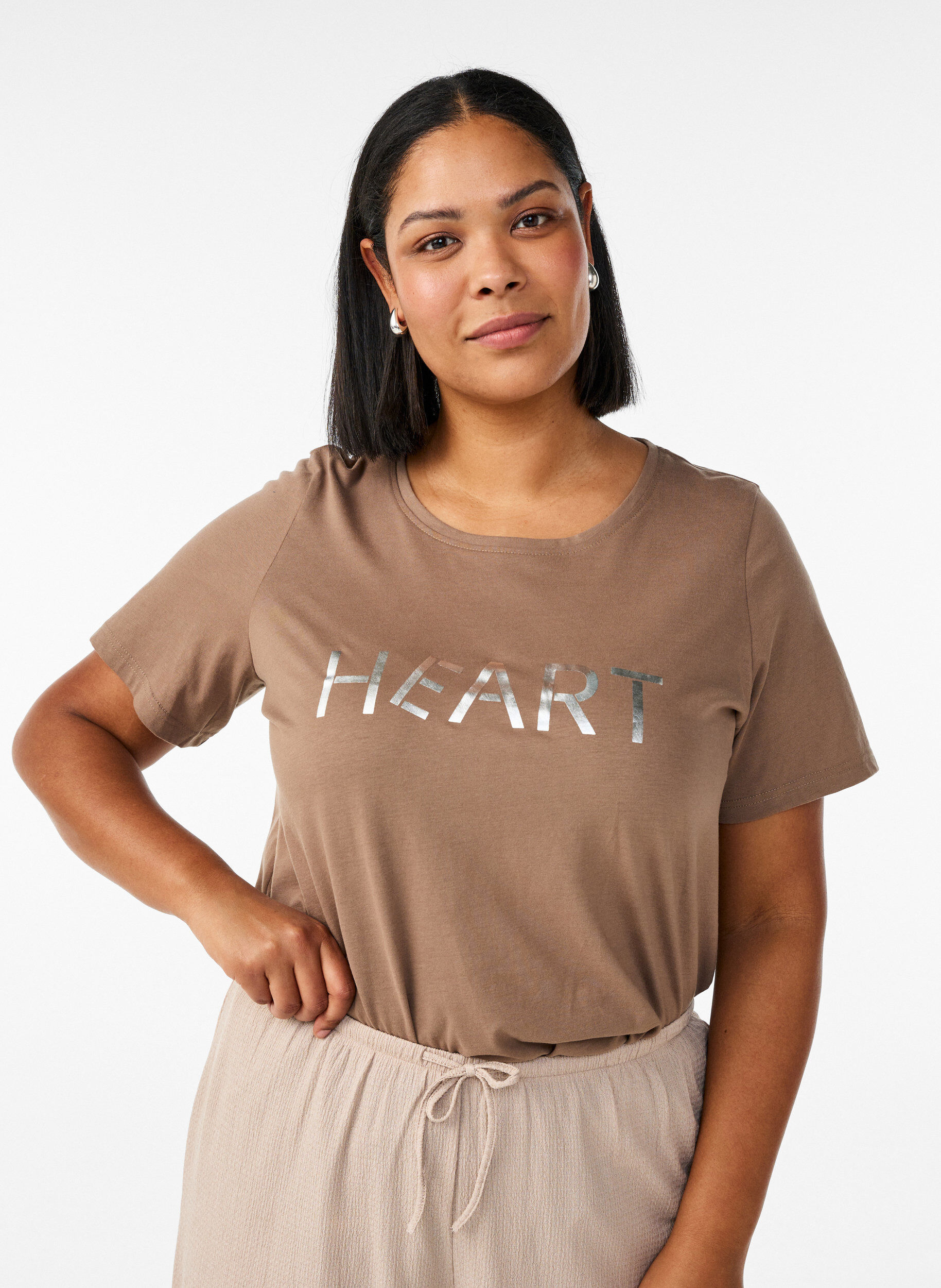 ZizzifashionT-shirt with motif, Brown, Model image number 0