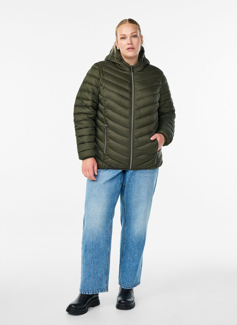 Lightweight jacket with hood, Green, Model image number 1