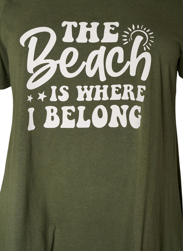 T-shirt with a round neck and A-line shape, Green, Packshot image number 2