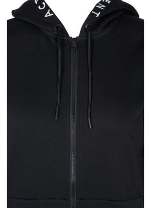 Workout hoodie jacket with zip, Black, Packshot image number 2
