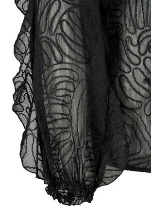 Ruffle blouse in chiffon with structure, Black, Packshot image number 3