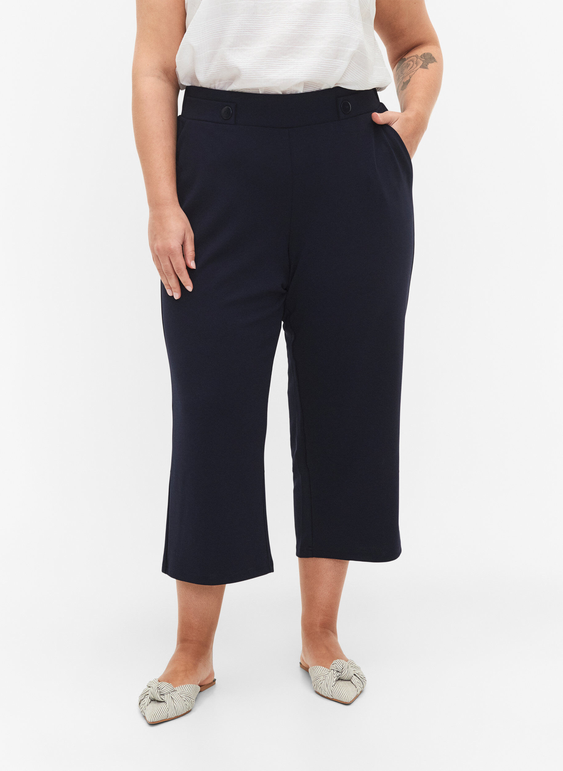 ZizzifashionAnkle length trousers with loose fit, Blue, Model image number 3