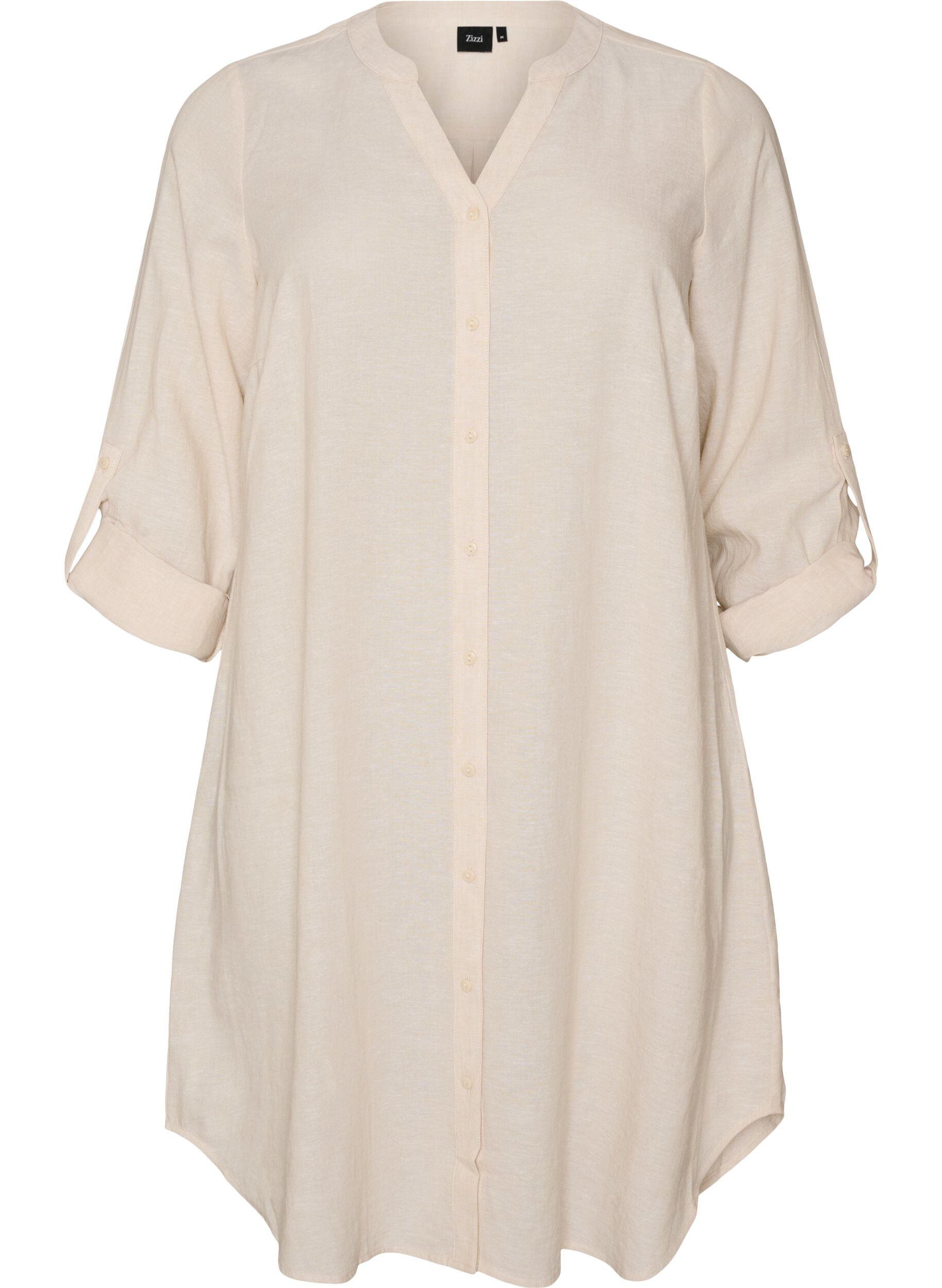 Long shirt in linen and viscose
