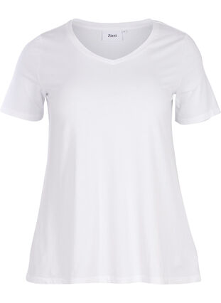 Basic plain cotton t-shirt, Bright White, Packshot image number 0