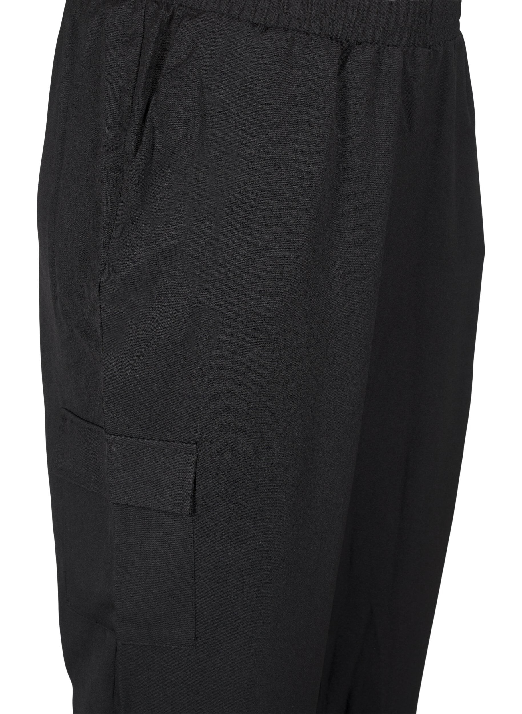 Zizzifashion Trousers with cargo pockets and elasticated waist, Black, Packshot image number 2