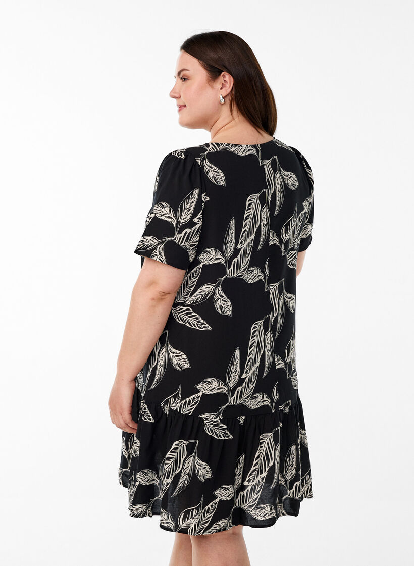 FLASH - Dress in viscose with cutline, Black, Model image number 2