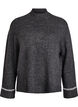 Knitted blouse with a high neck and contrast detail, Dark Grey, Packshot image number 0