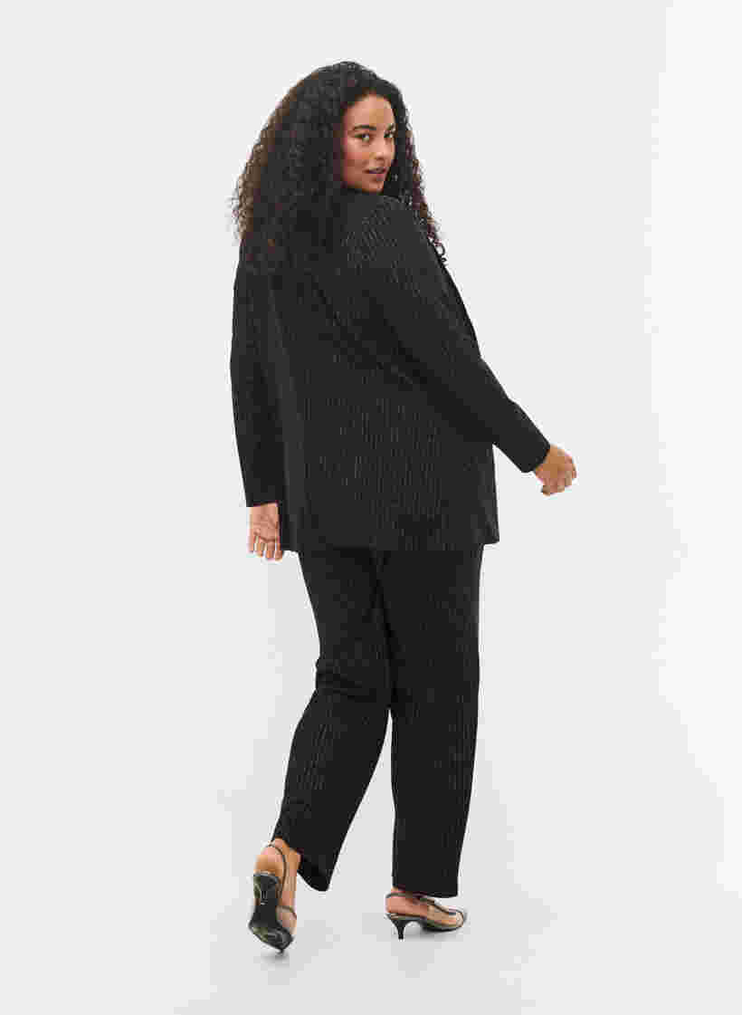 Wide leg trousers with lurex, Black w. Lurex, Model image number 1