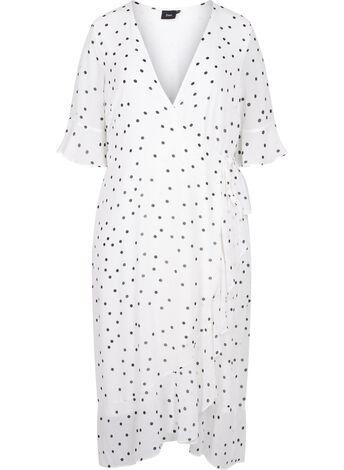 Dotted midi dress with wrap effect