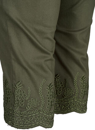 High-waisted knickers with broderie anglaise, Dusty Olive, Packshot image number 4