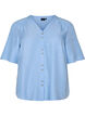 V-neck shirt blouse with short sleeves, Light Blue, Packshot image number 0