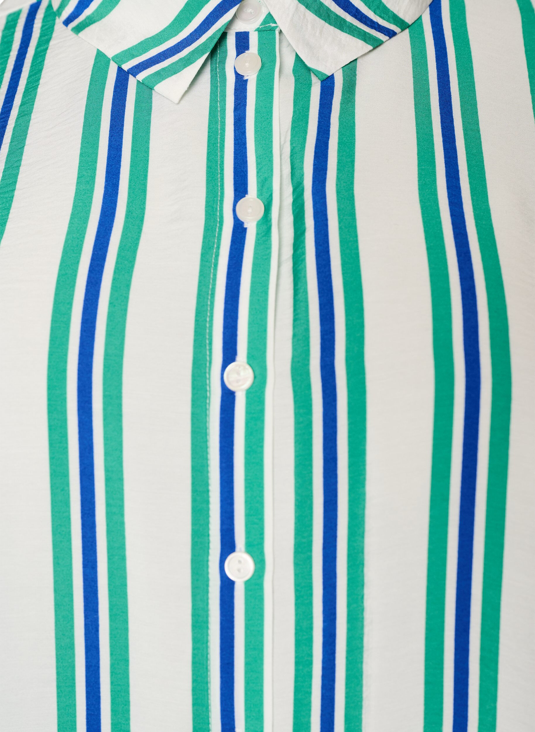 ZizzifashionStriped viscose shirt with short sleeves, Vanilla, Packshot image number 2