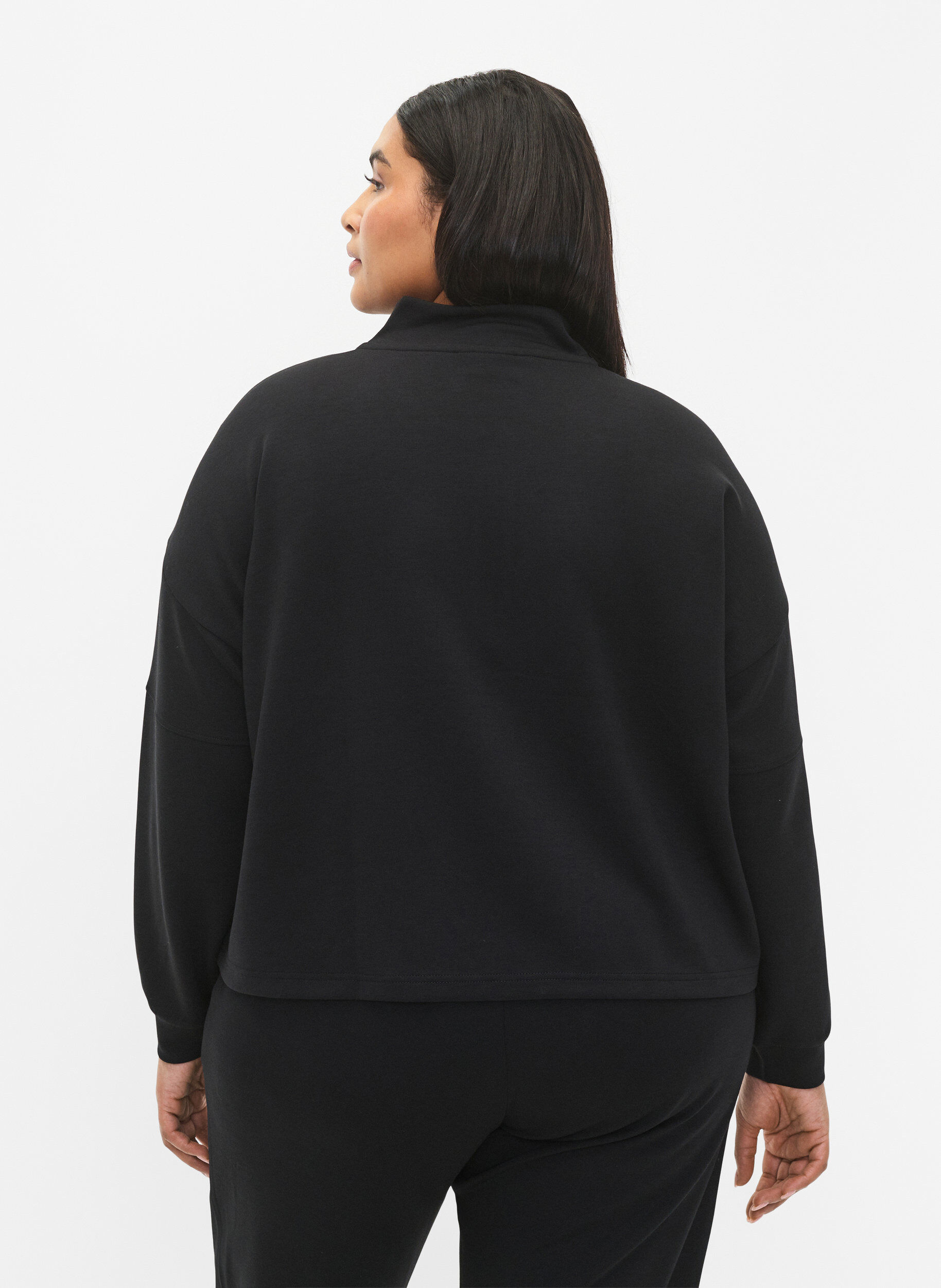Zizzifashion Sweatshirt in modal mix with high neck, Black, Model image number 1