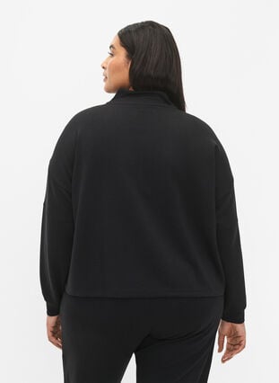 Sweatshirt in modal mix with high neck, Black, Model image number 1