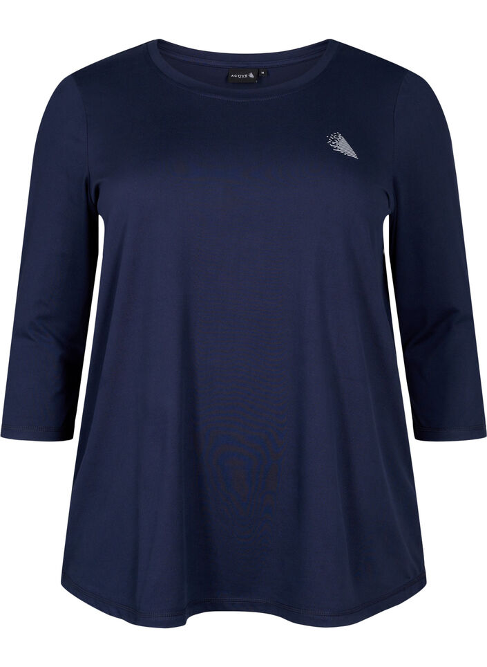 Workout top with 3/4 sleeves, Blue, Packshot image number 0